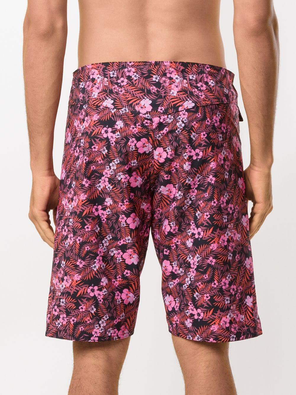 foliage and floral print swim short