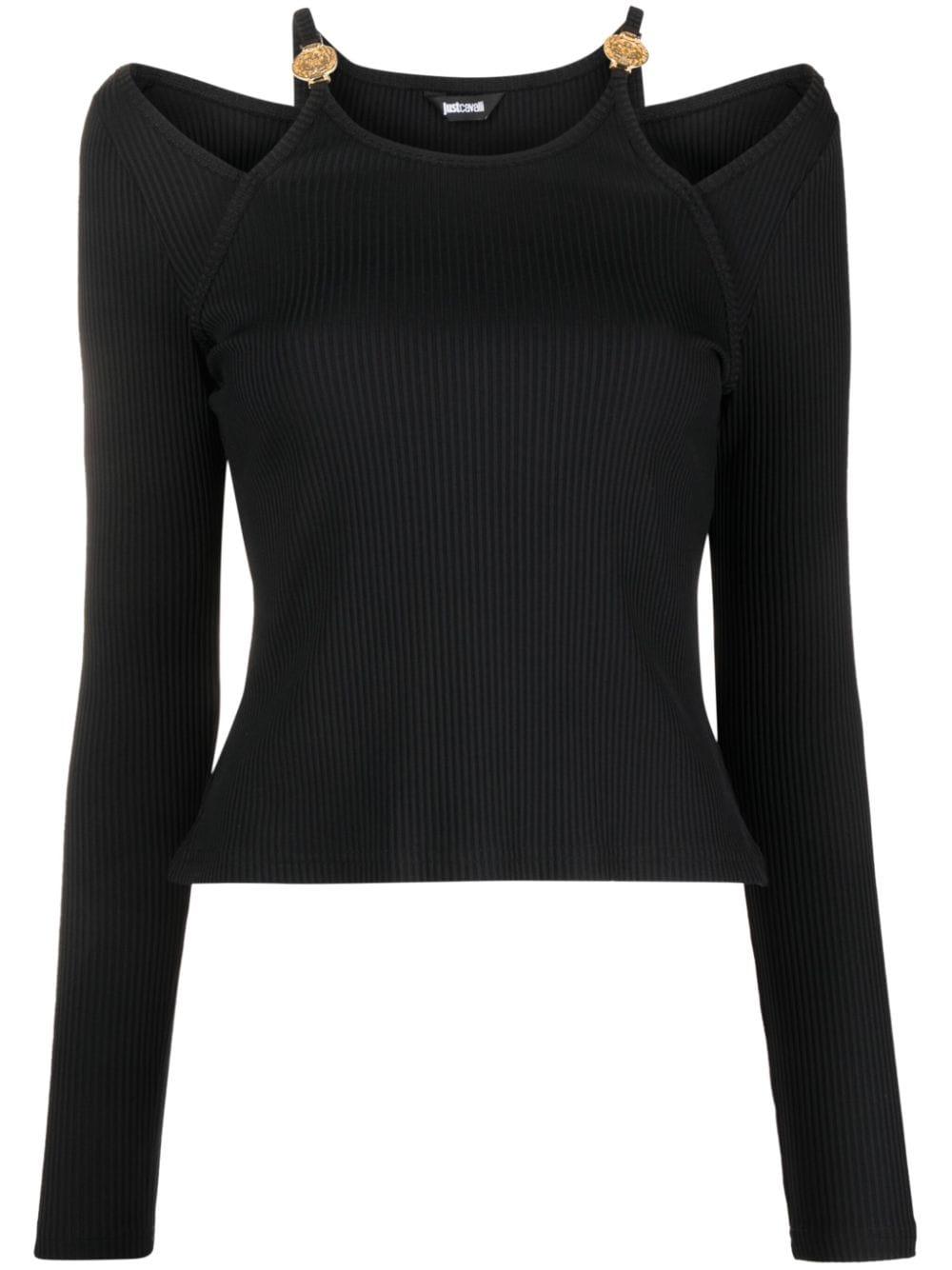 cut-out detail ribbed top