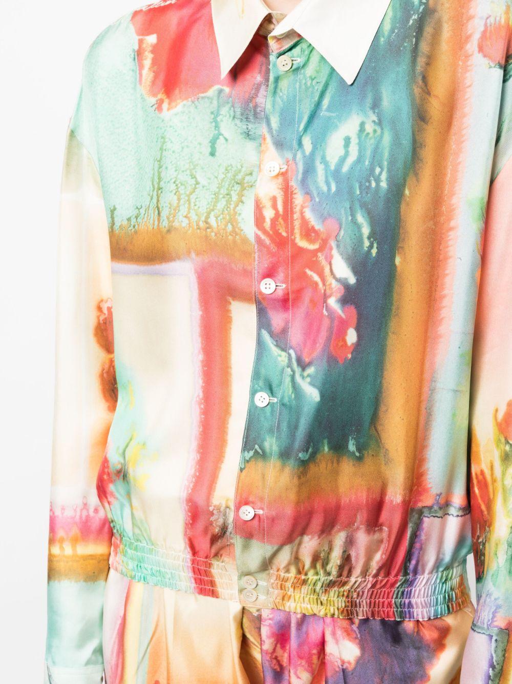 abstract-print silk shirt