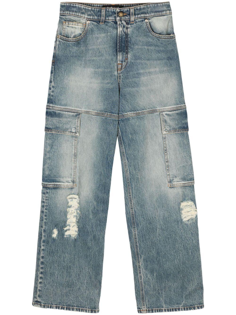 distressed straight-leg jeans 