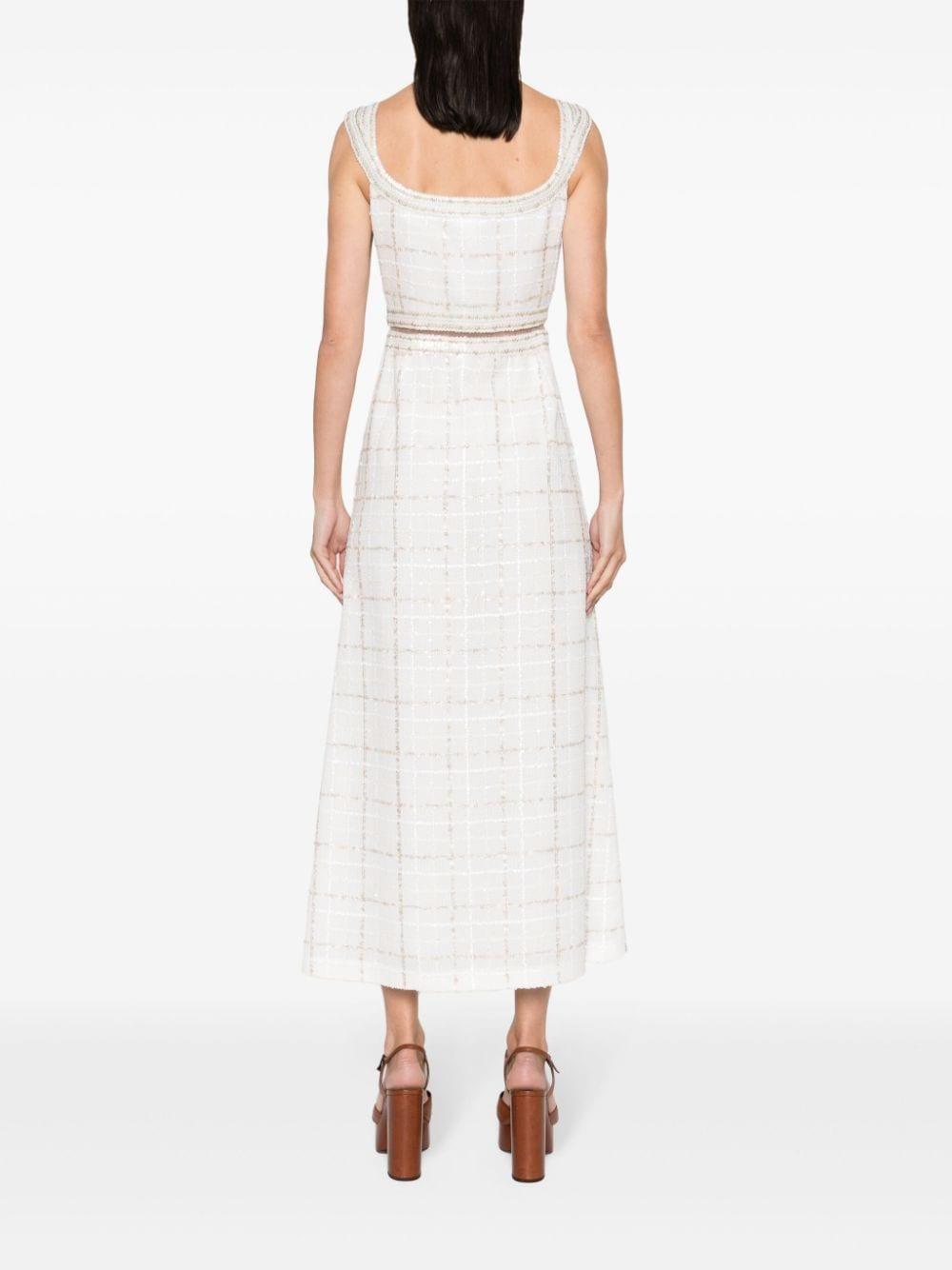 sequin-embellished check-pattern dress