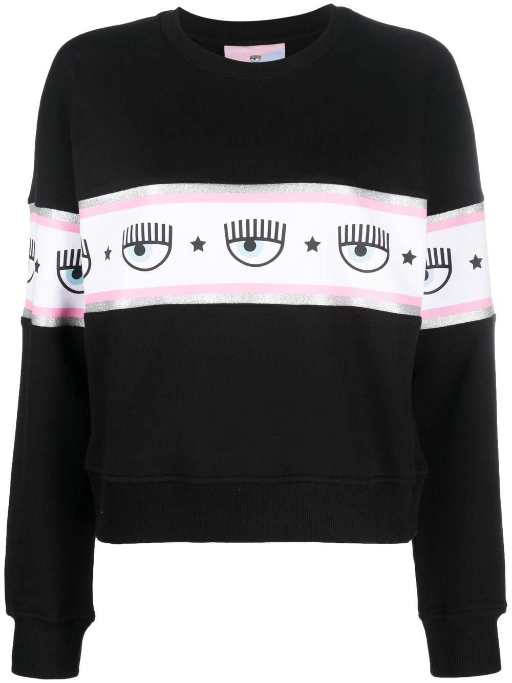 logomania-stripe cotton sweatshirt