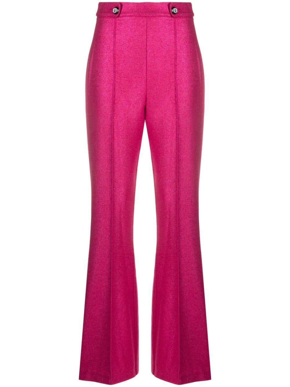 metallic-threading flared trousers