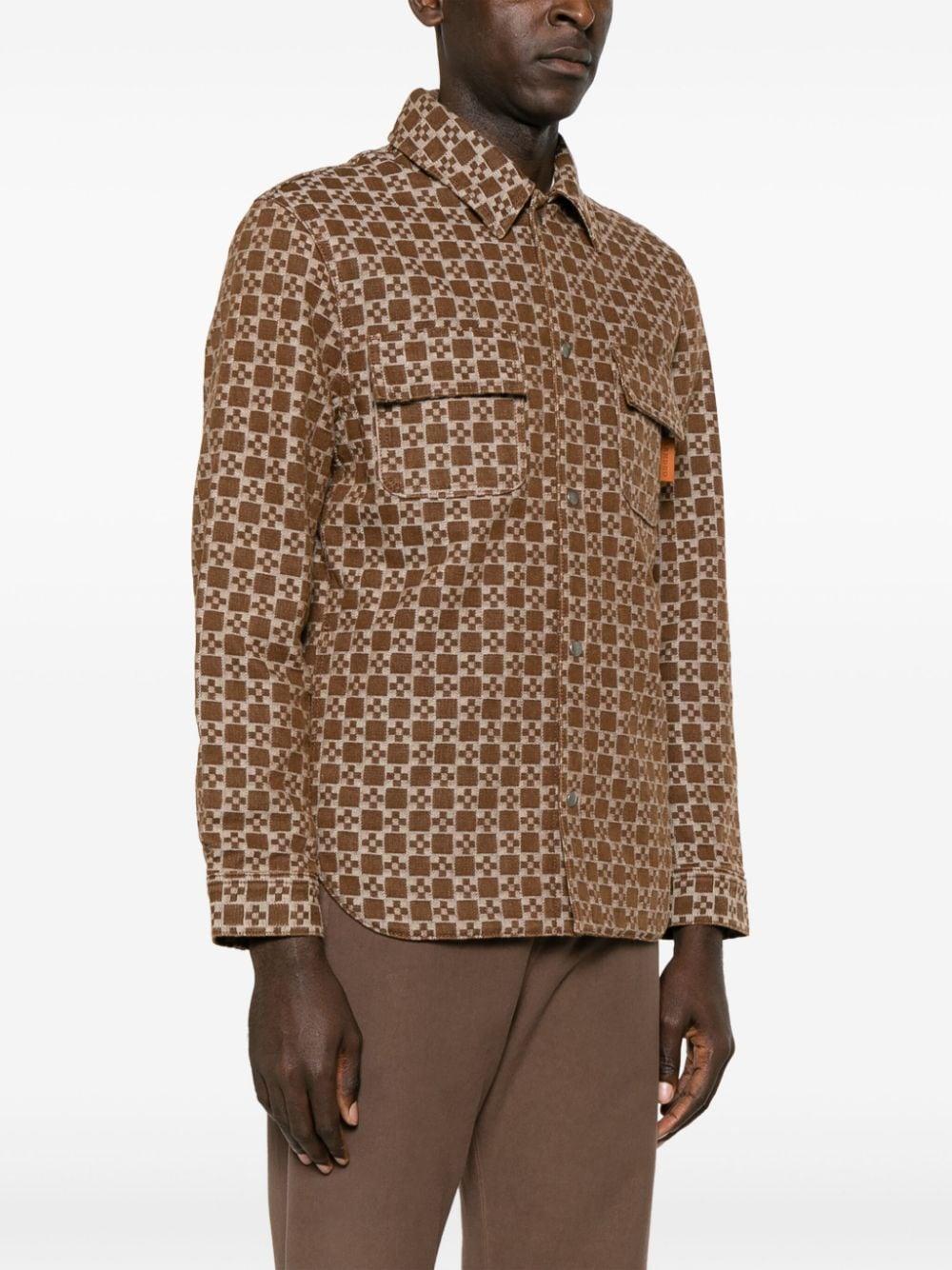 monogram-jacquard cotton shirt jacket