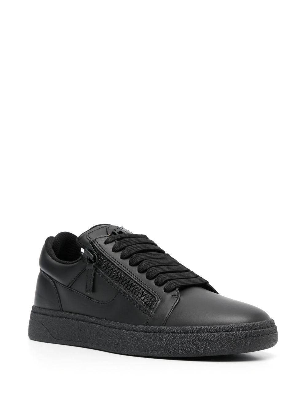 side-zip leather low-top sneakers