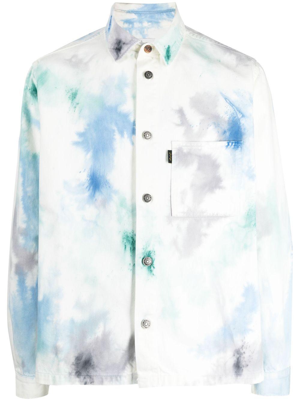 paint-splatter print cotton shirt