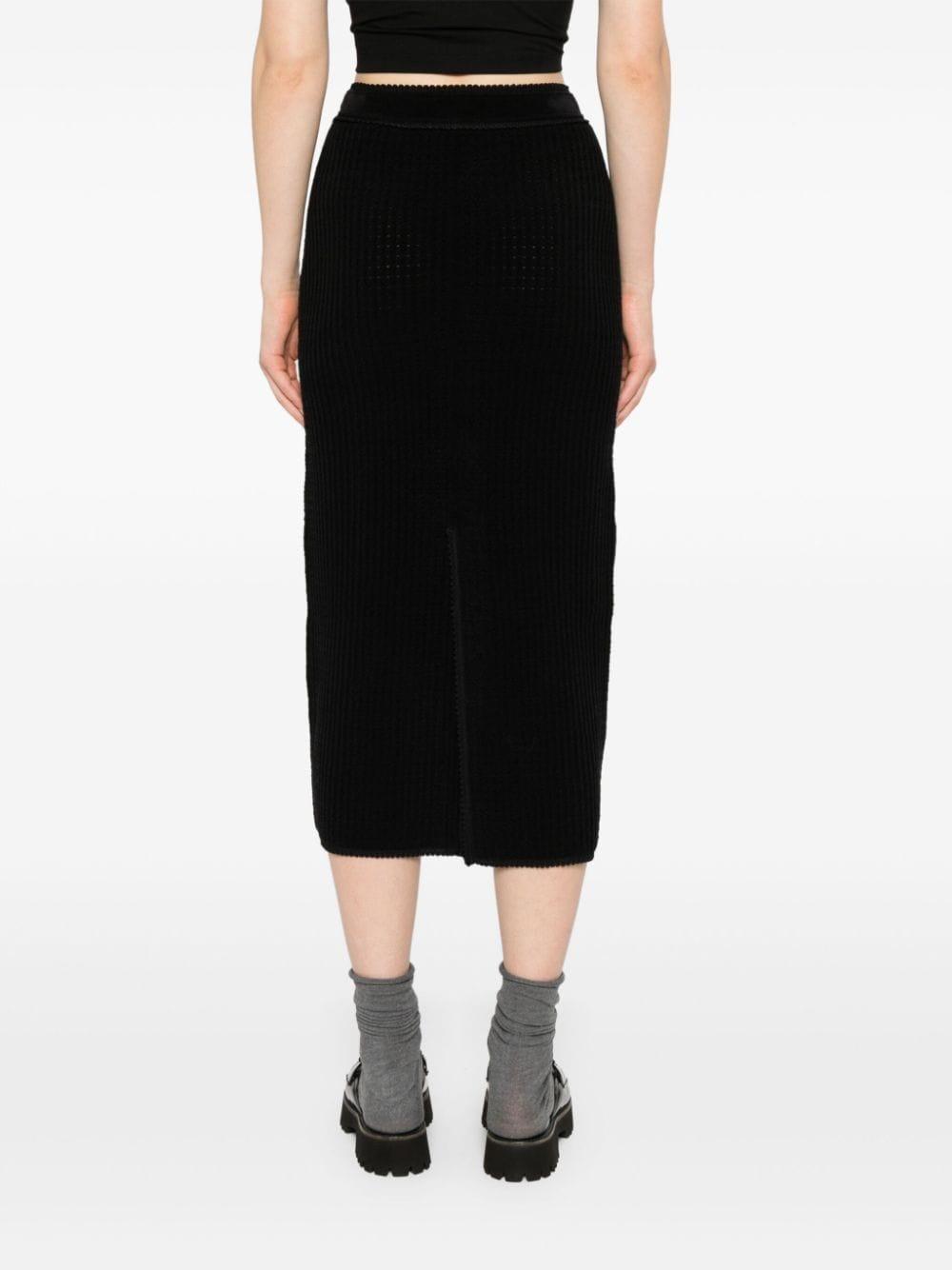 pencil waffle-effect midi skirt