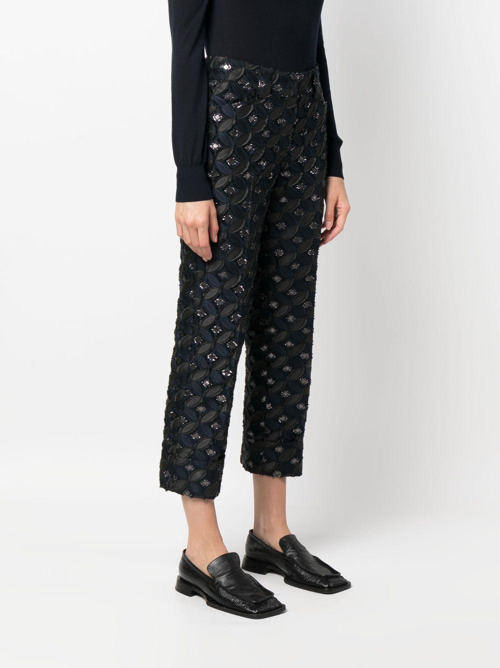 patterned-jacquard cropped trousers