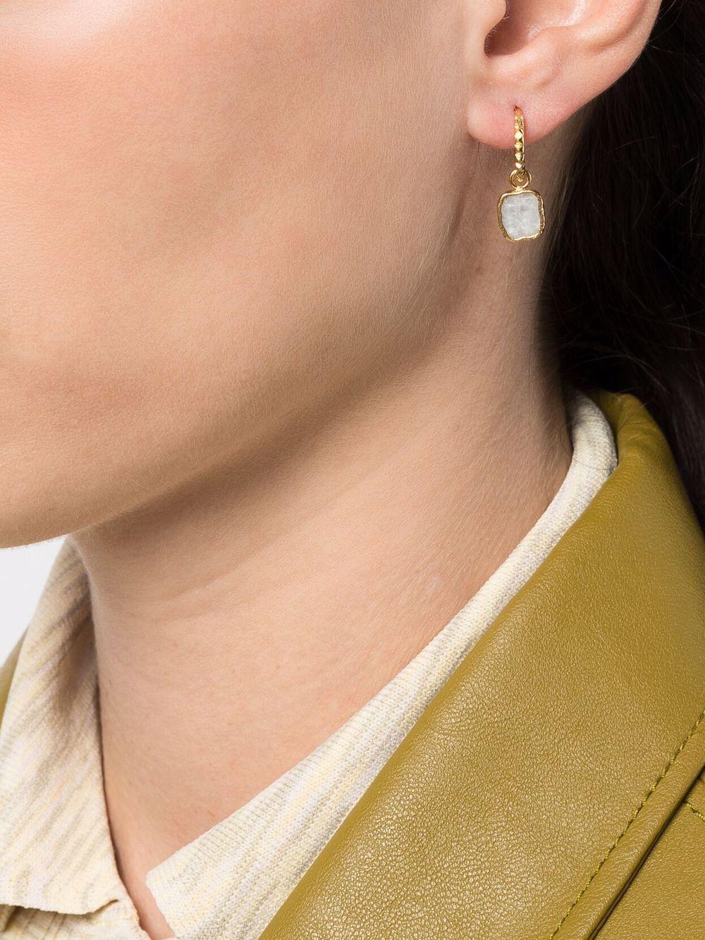 gold-plated moonstone hoop earrings