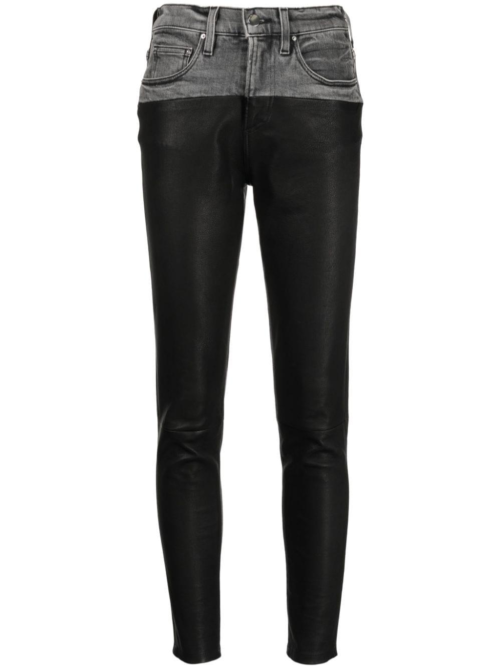 leather-panelled skinny jeans