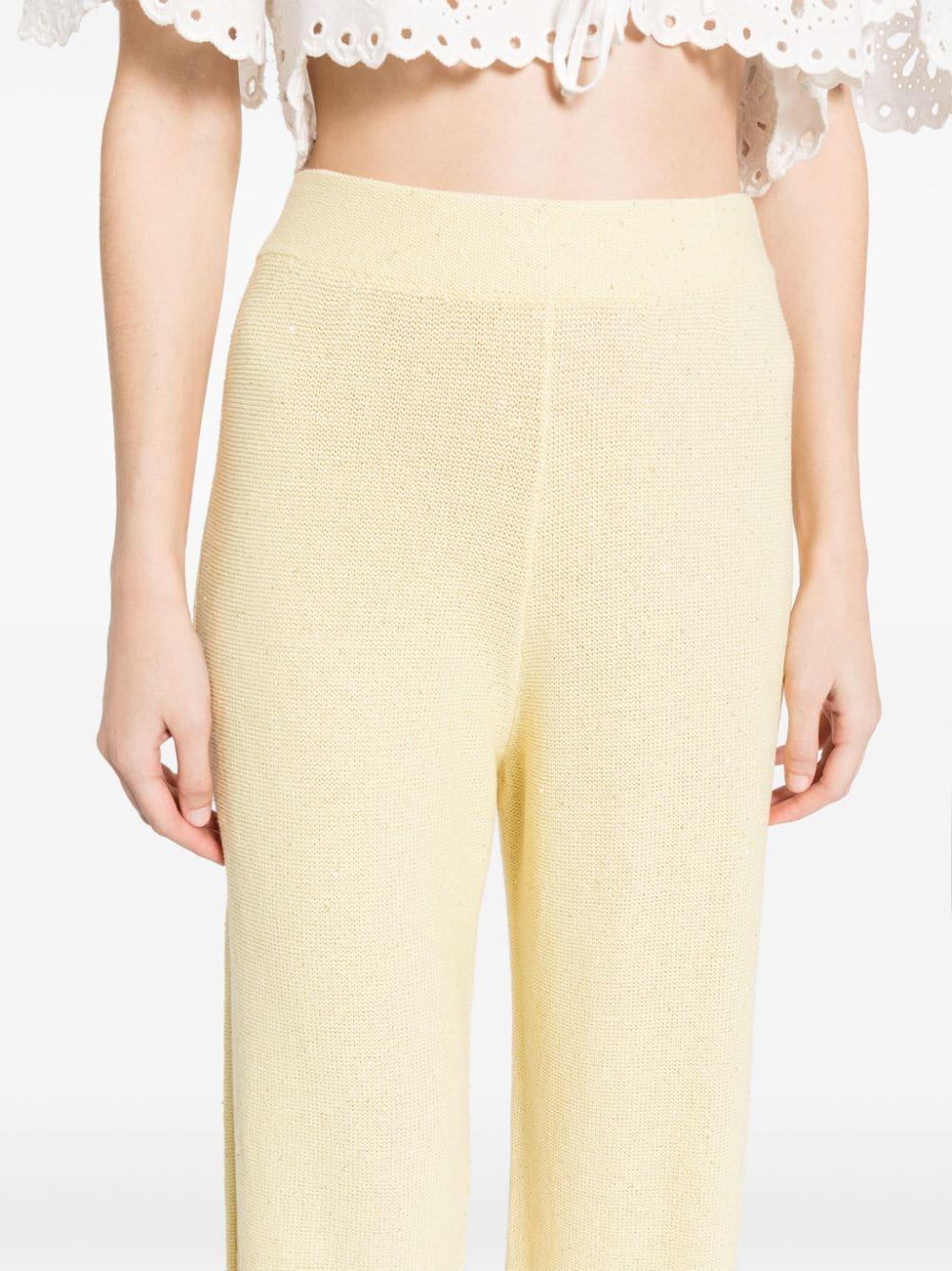 sequin-embellished knitted trousers