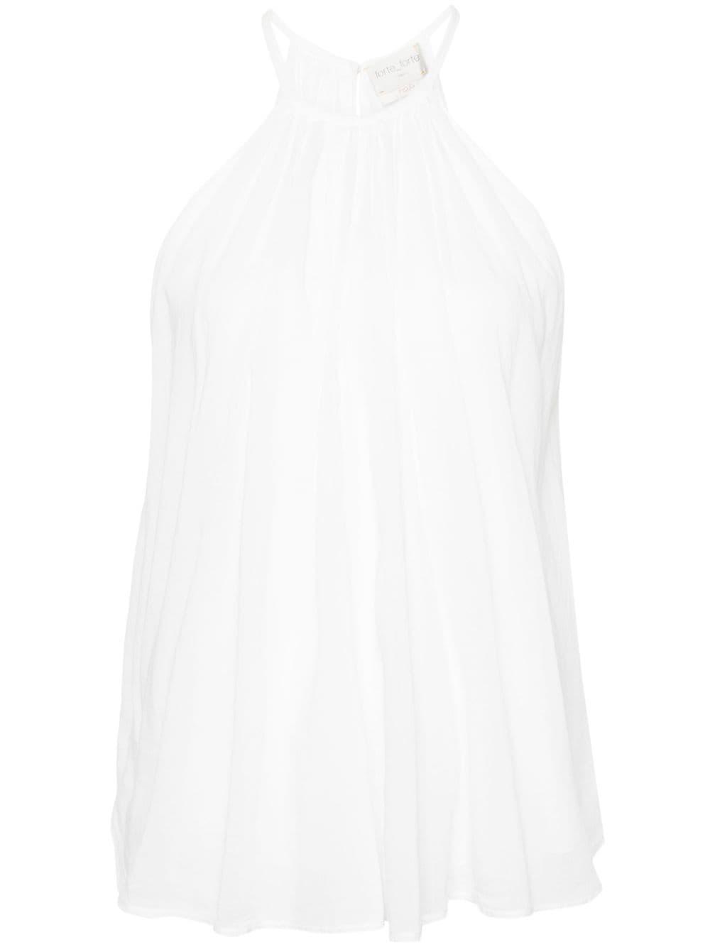 flared semi-sheer sleeveless top