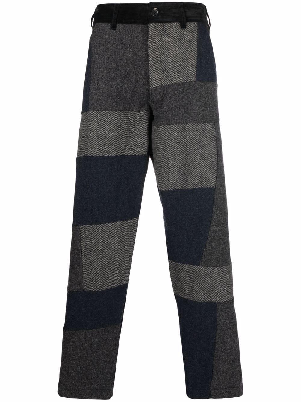 contrast patchwork straight-leg trousers 