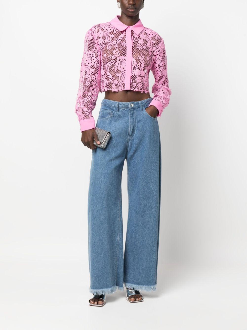 corded-lace cropped shirt