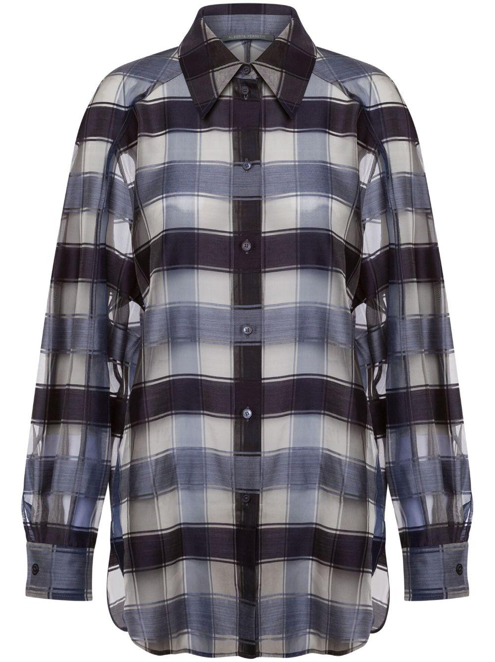 semi-sheer checked shirt