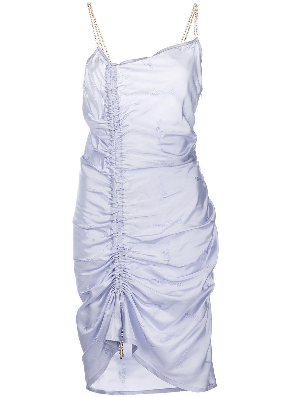 crystal-strap ruched dress