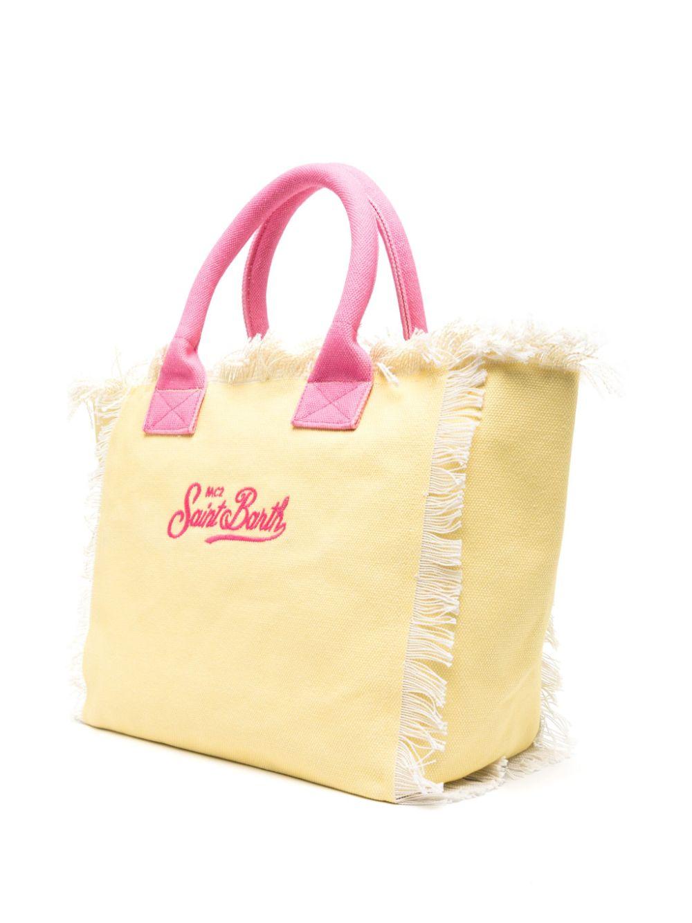 Vanity fringed printed beach bag