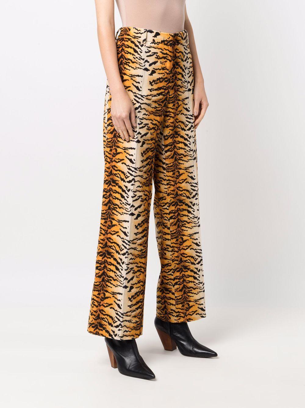 animal-print wide trousers