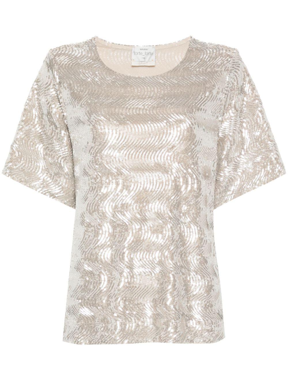 sequinned short-sleeve blouse