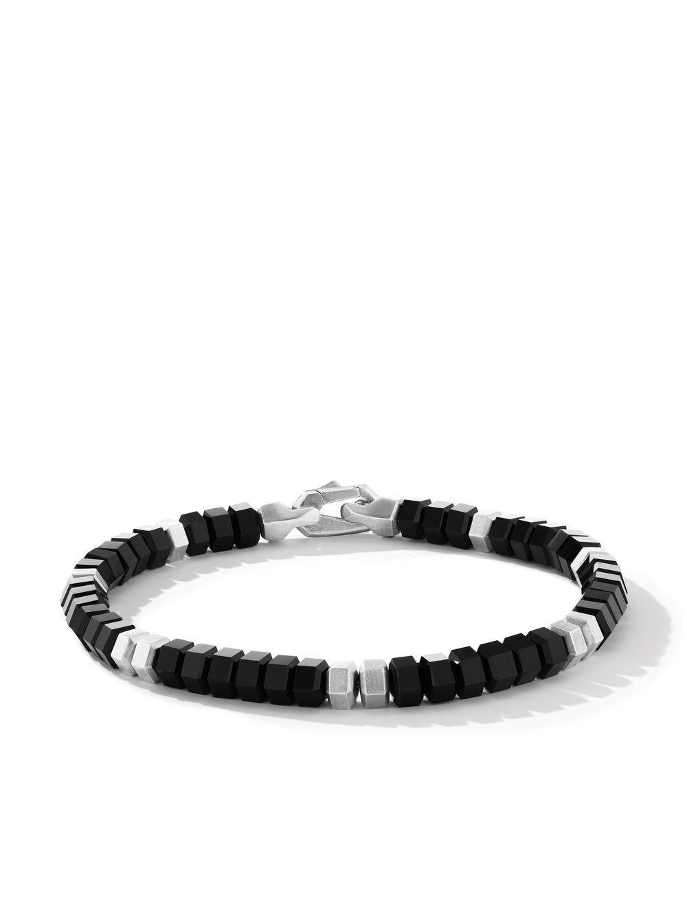 sterling silver Hex Bead onyx bracelet