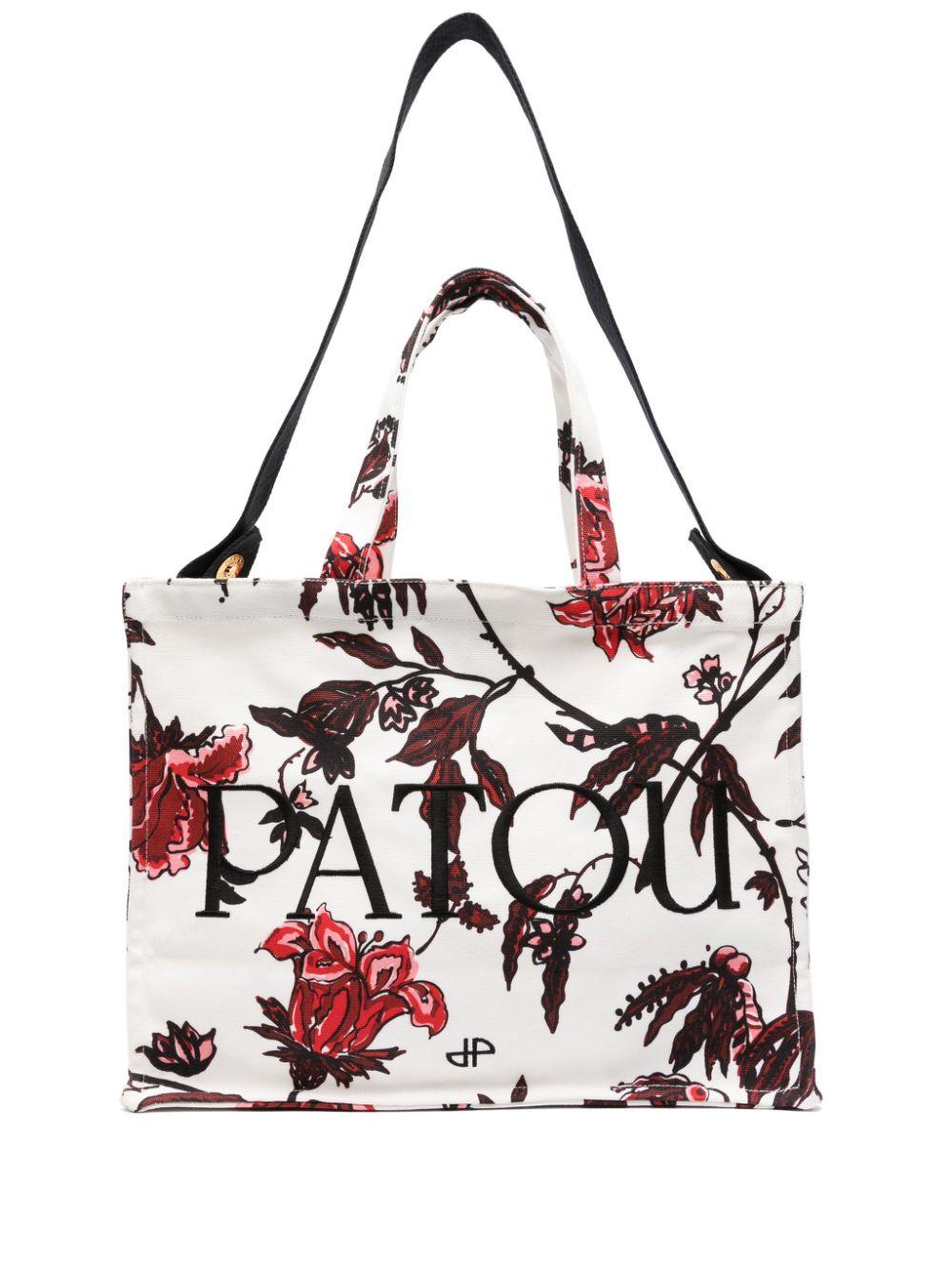 large floral-print tote bag