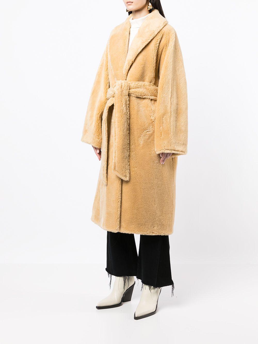 belted shearling coat