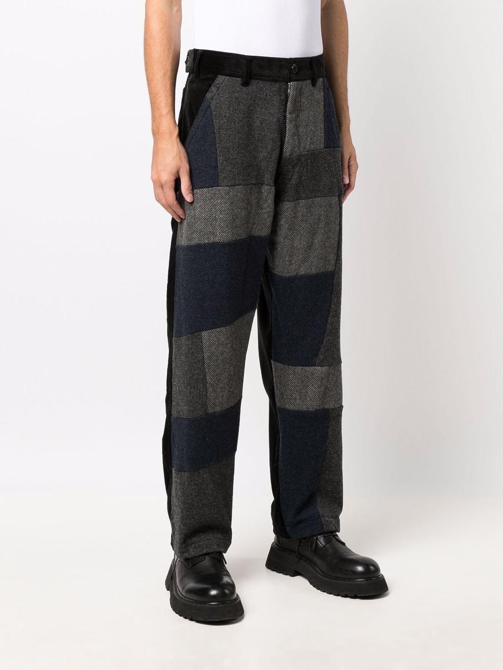 contrast patchwork straight-leg trousers 