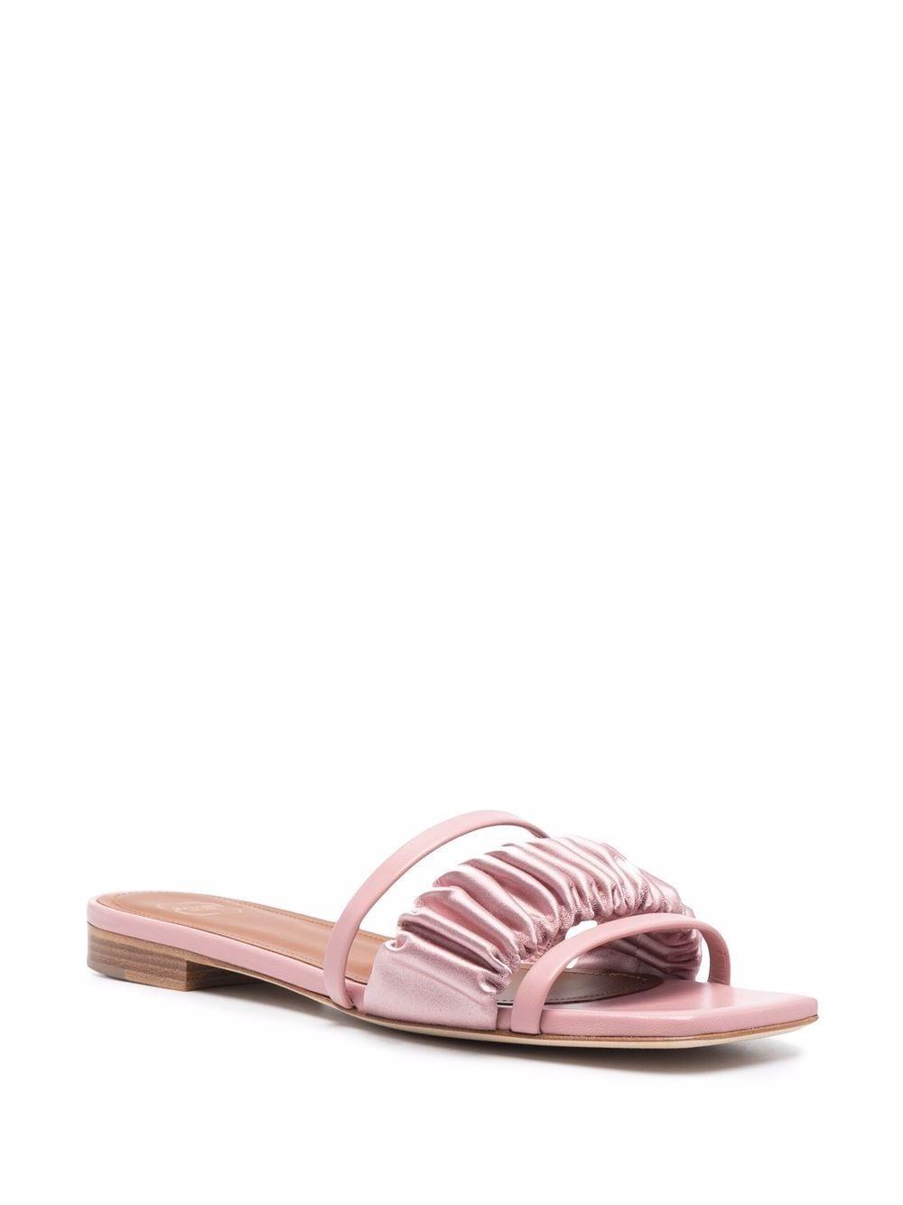 gathered-panel leather sandals