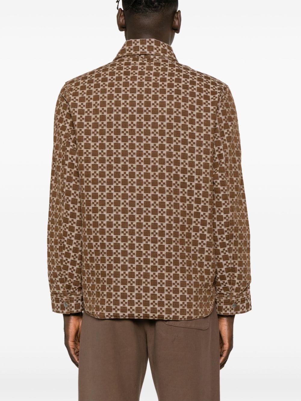 monogram-jacquard cotton shirt jacket