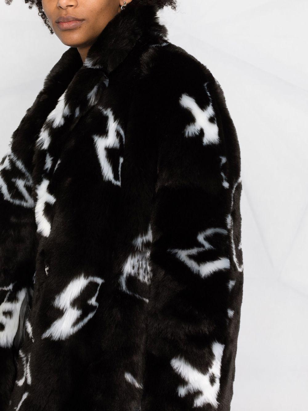 monogram faux fur coat