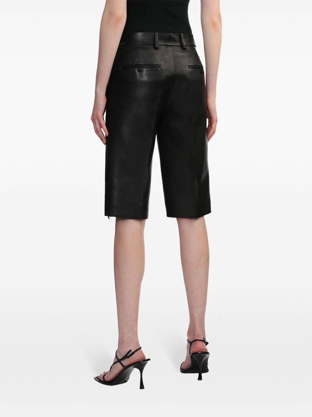 leather knee-length shorts