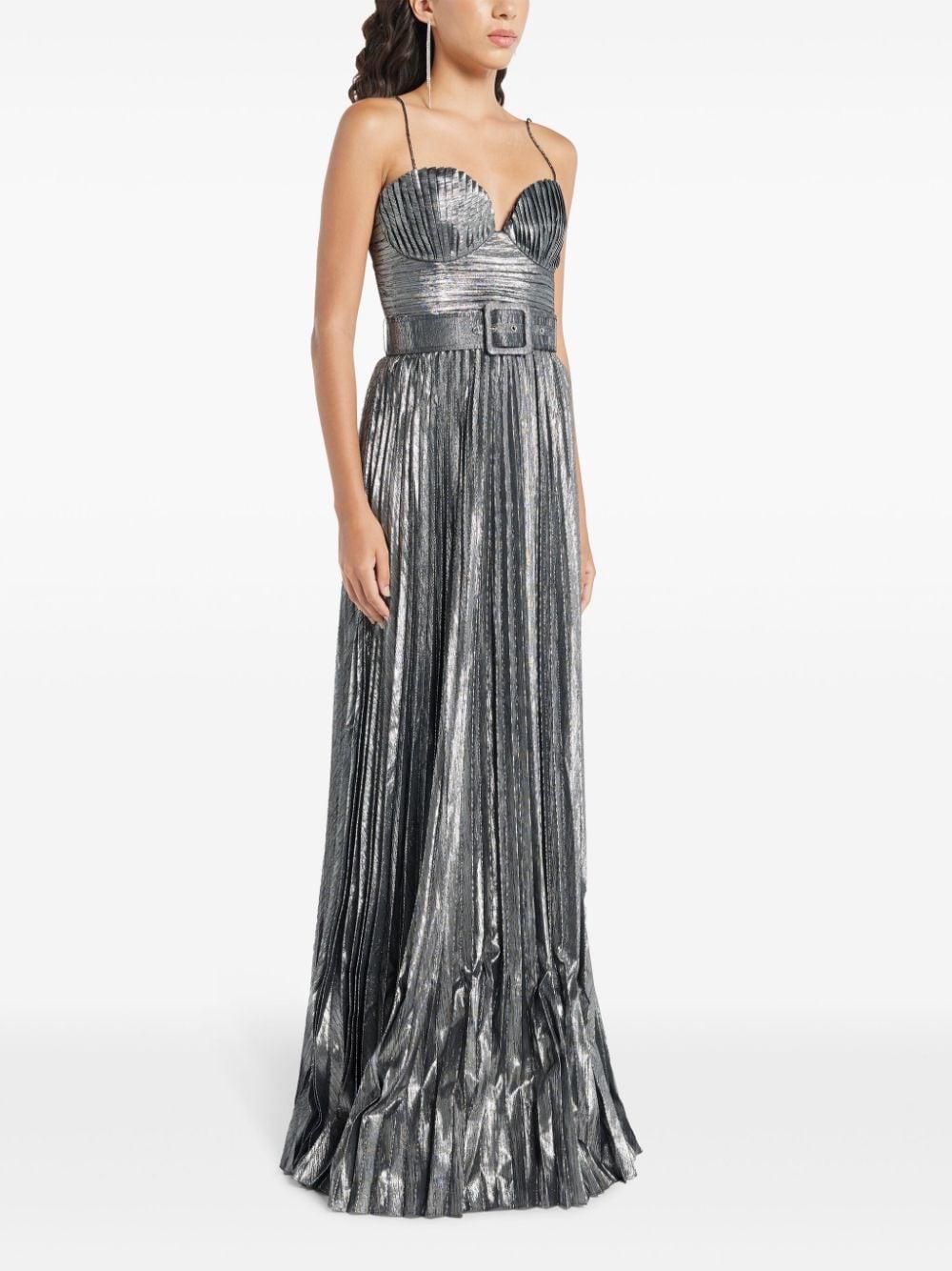 belted metallic gown