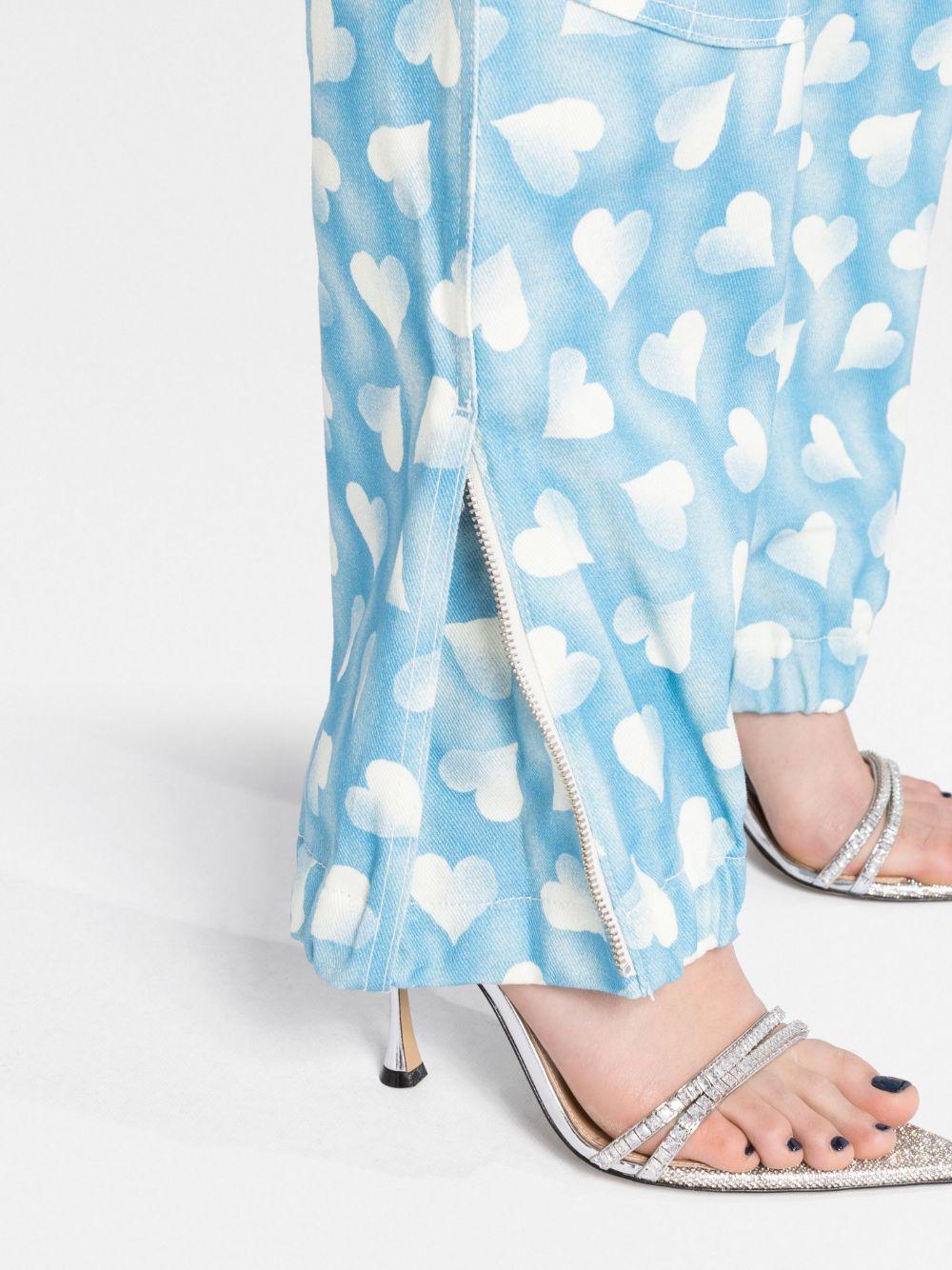 heart-print cargo trousers