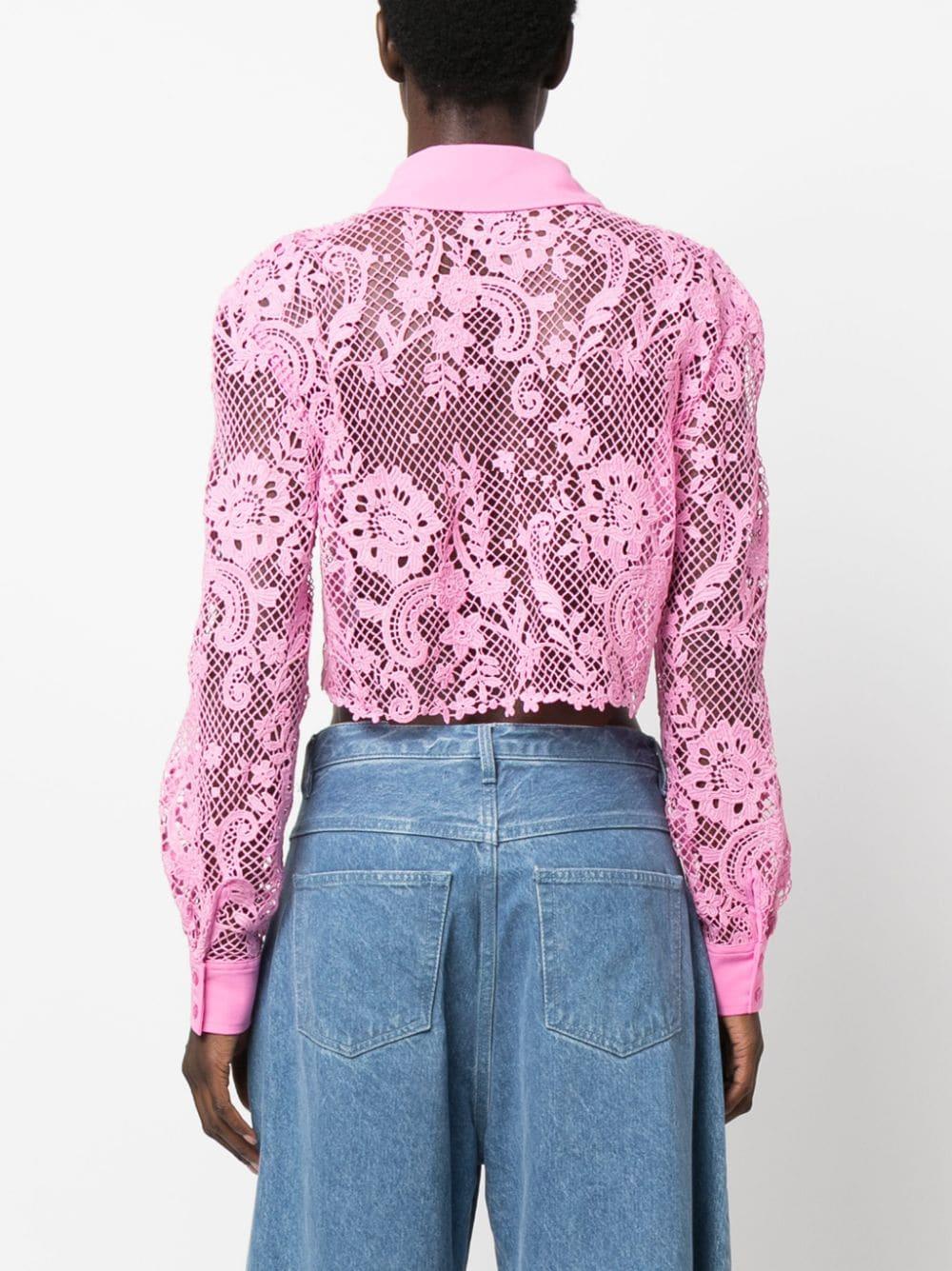 corded-lace cropped shirt