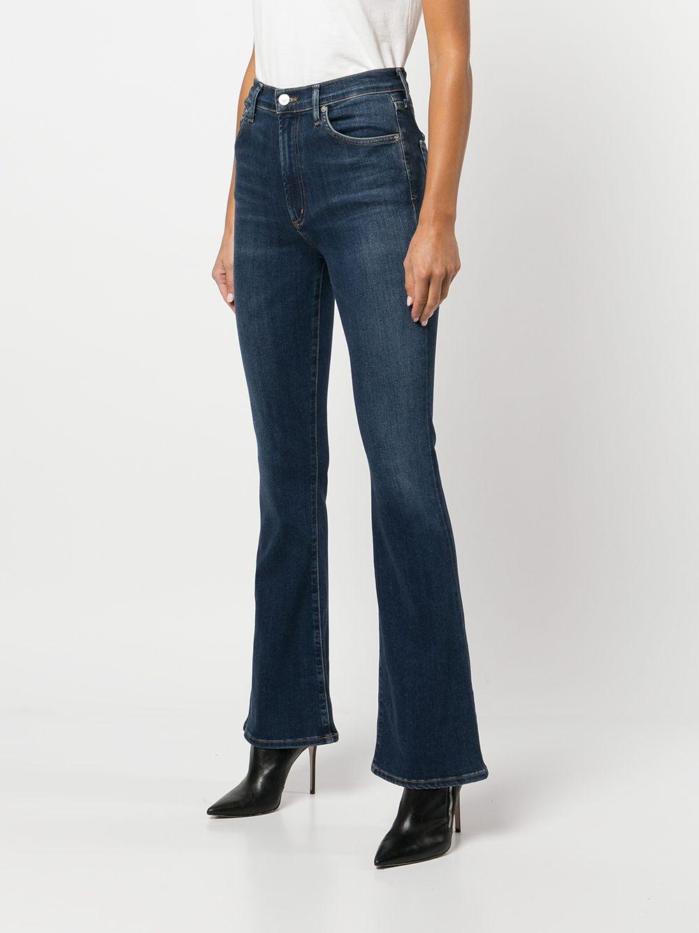 high-waisted flared jeans