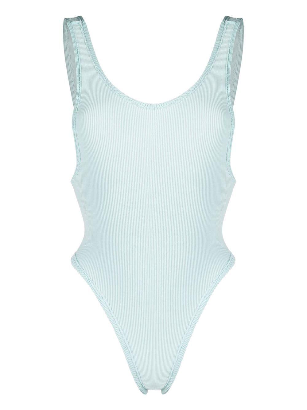 ribbed-detail open back swimsuit