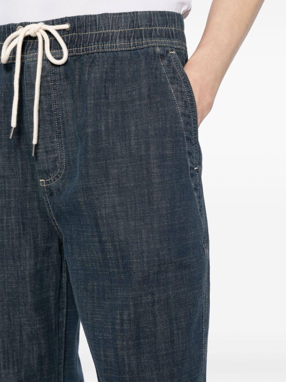 drawstring-waist denim trousers 