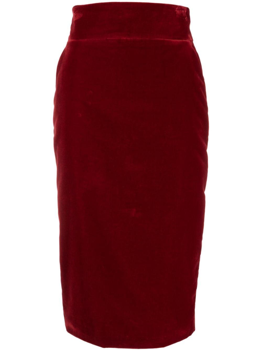 high-waisted cotton pencil skirt