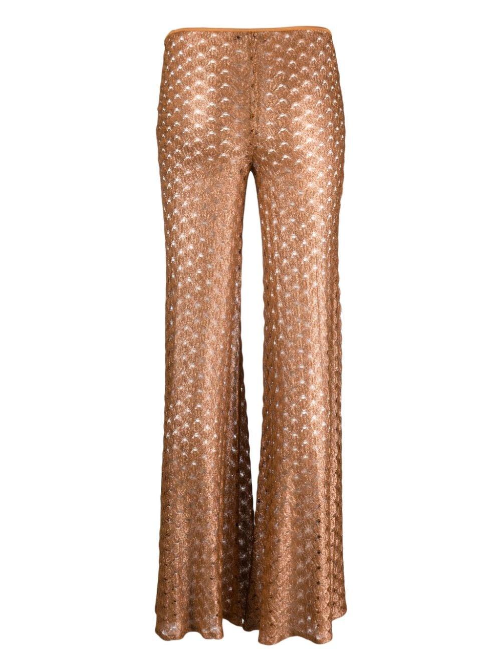 crochet-knit wide-leg trousers