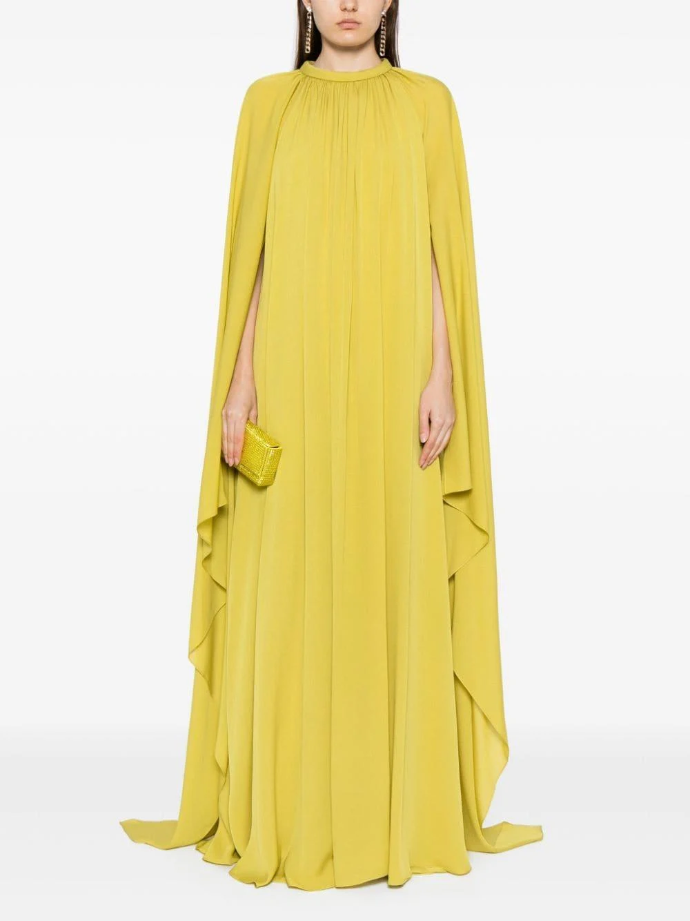 asymmetric draped silk gown