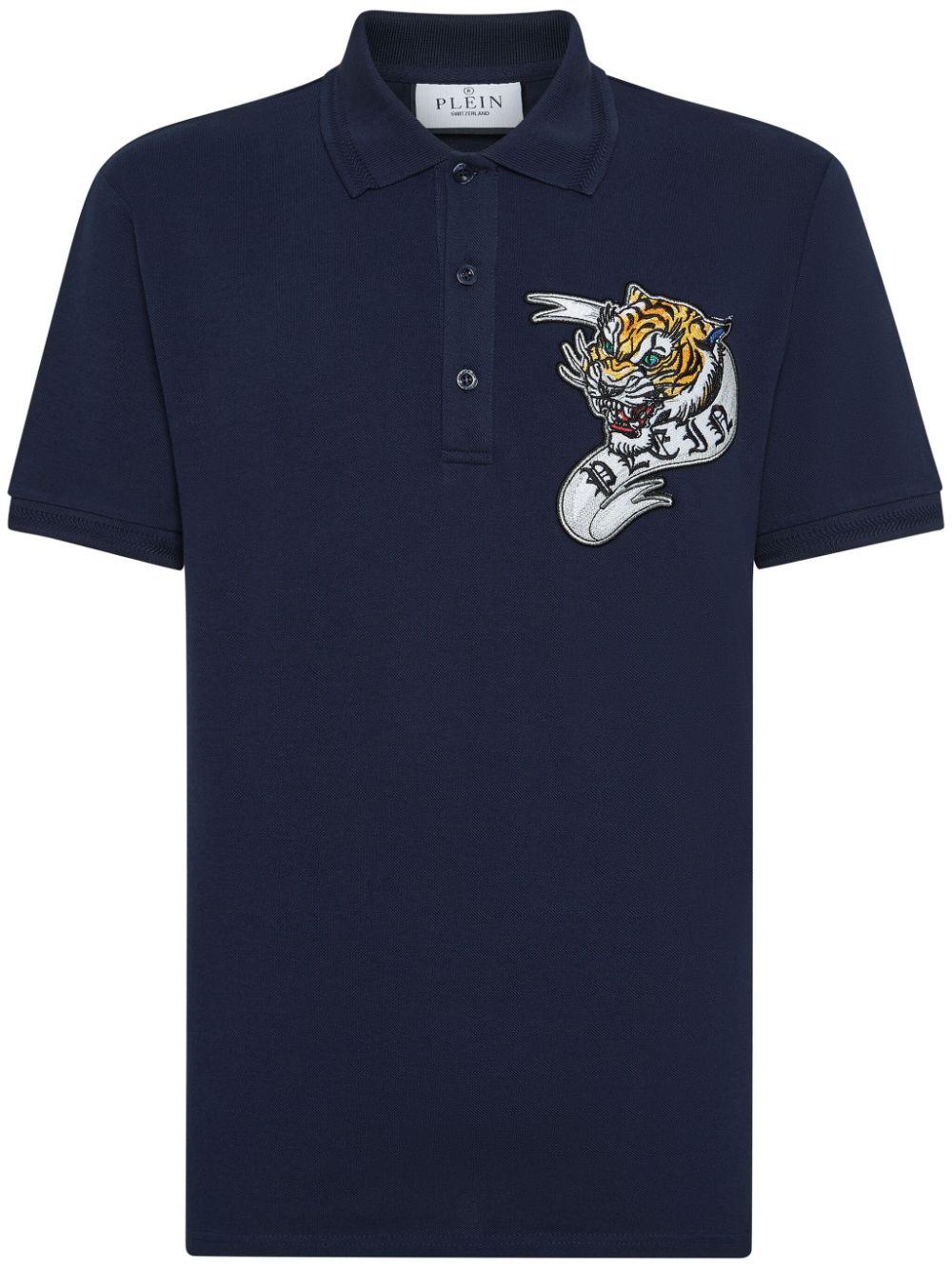 tattoo-print cotton polo shirt