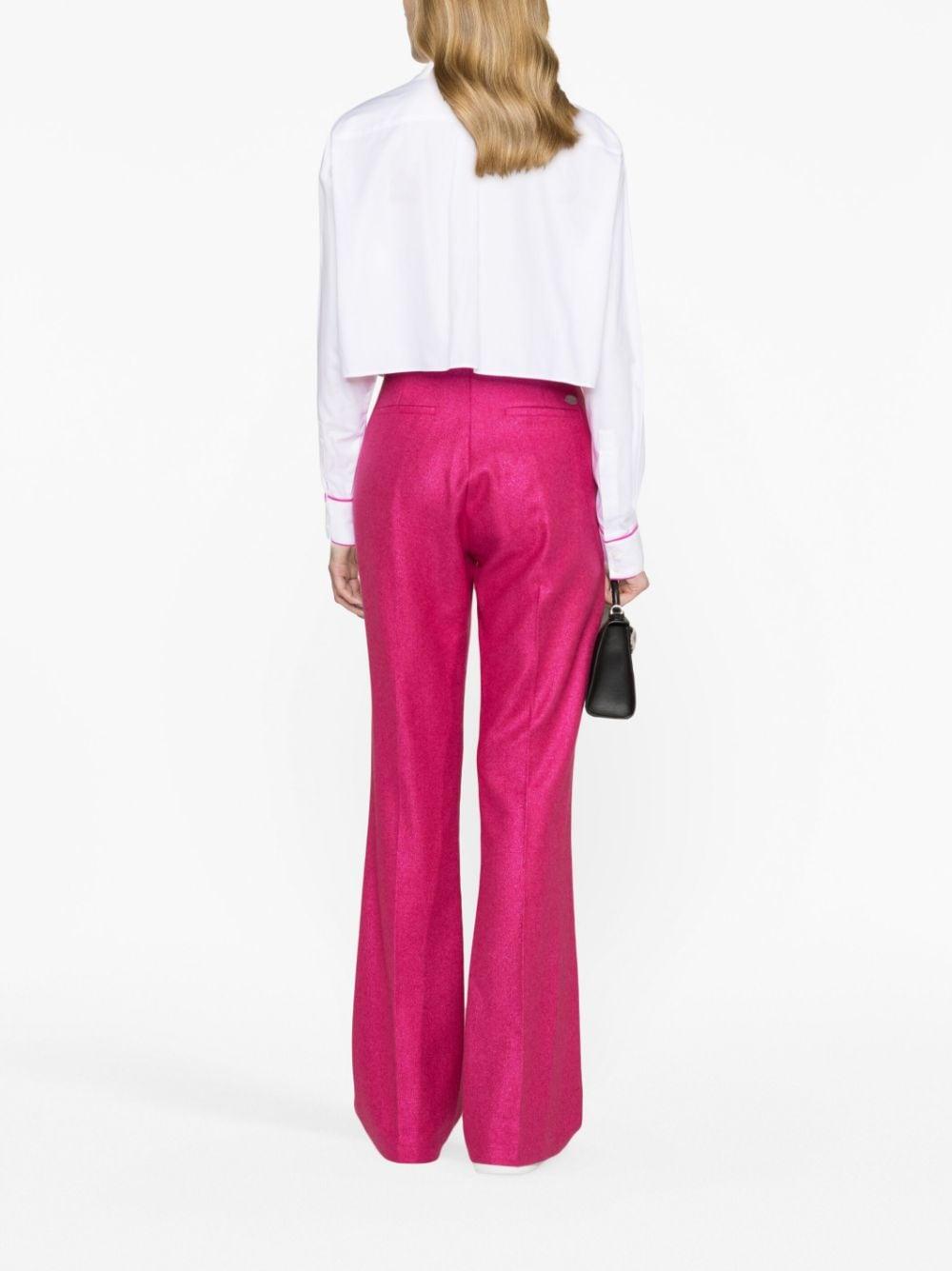 metallic-threading flared trousers