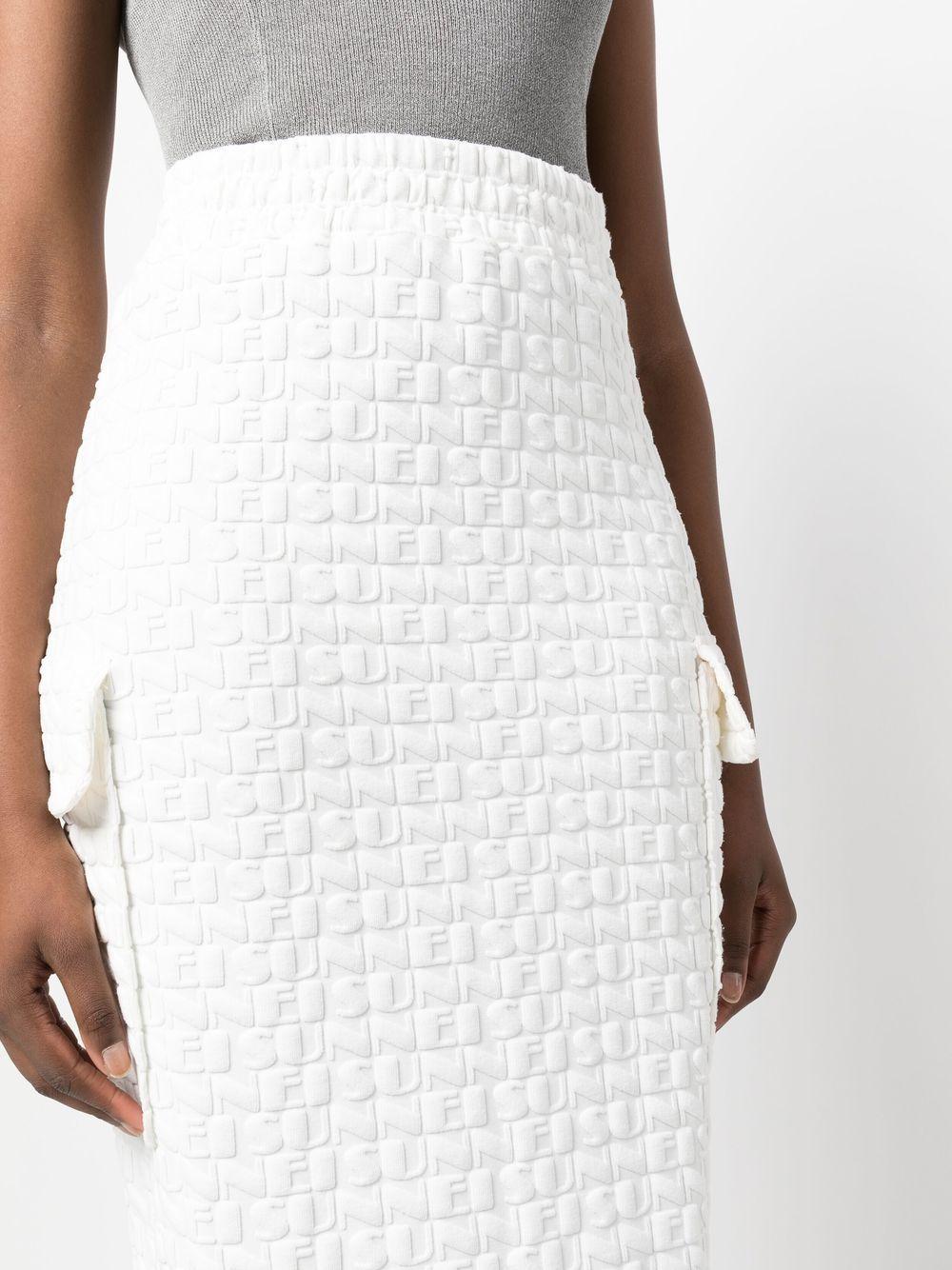 embossed logo-print midi skirt