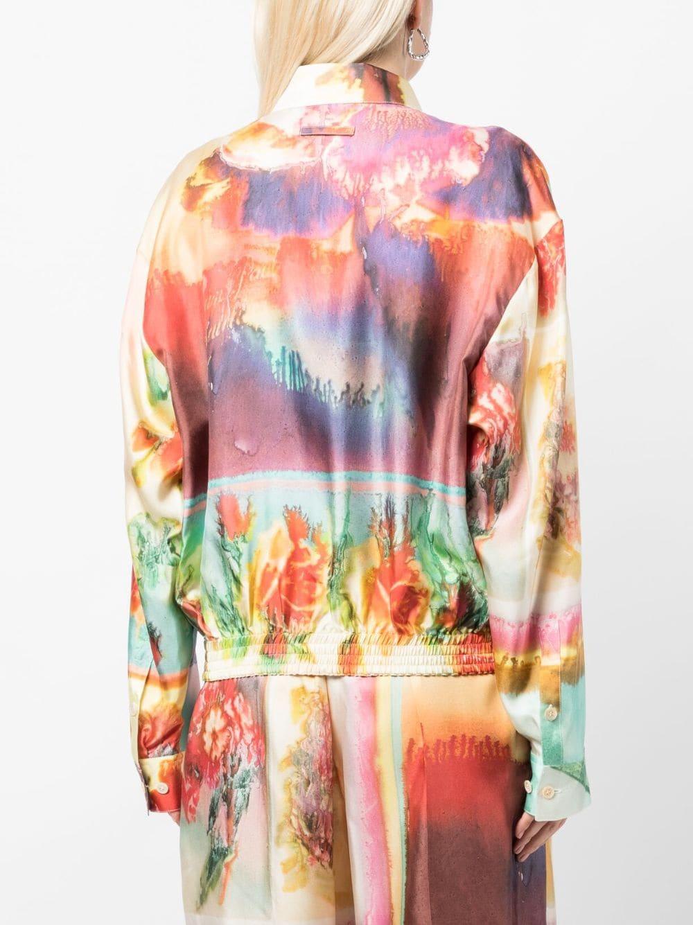 abstract-print silk shirt