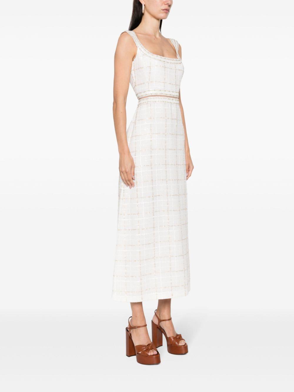 sequin-embellished check-pattern dress