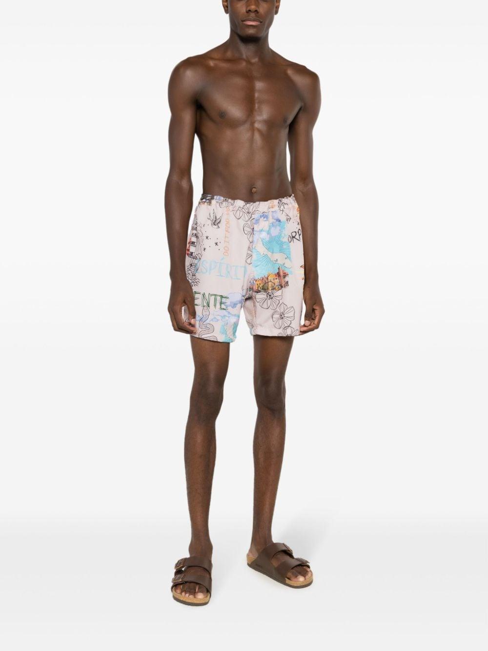 graphic-print silk shorts