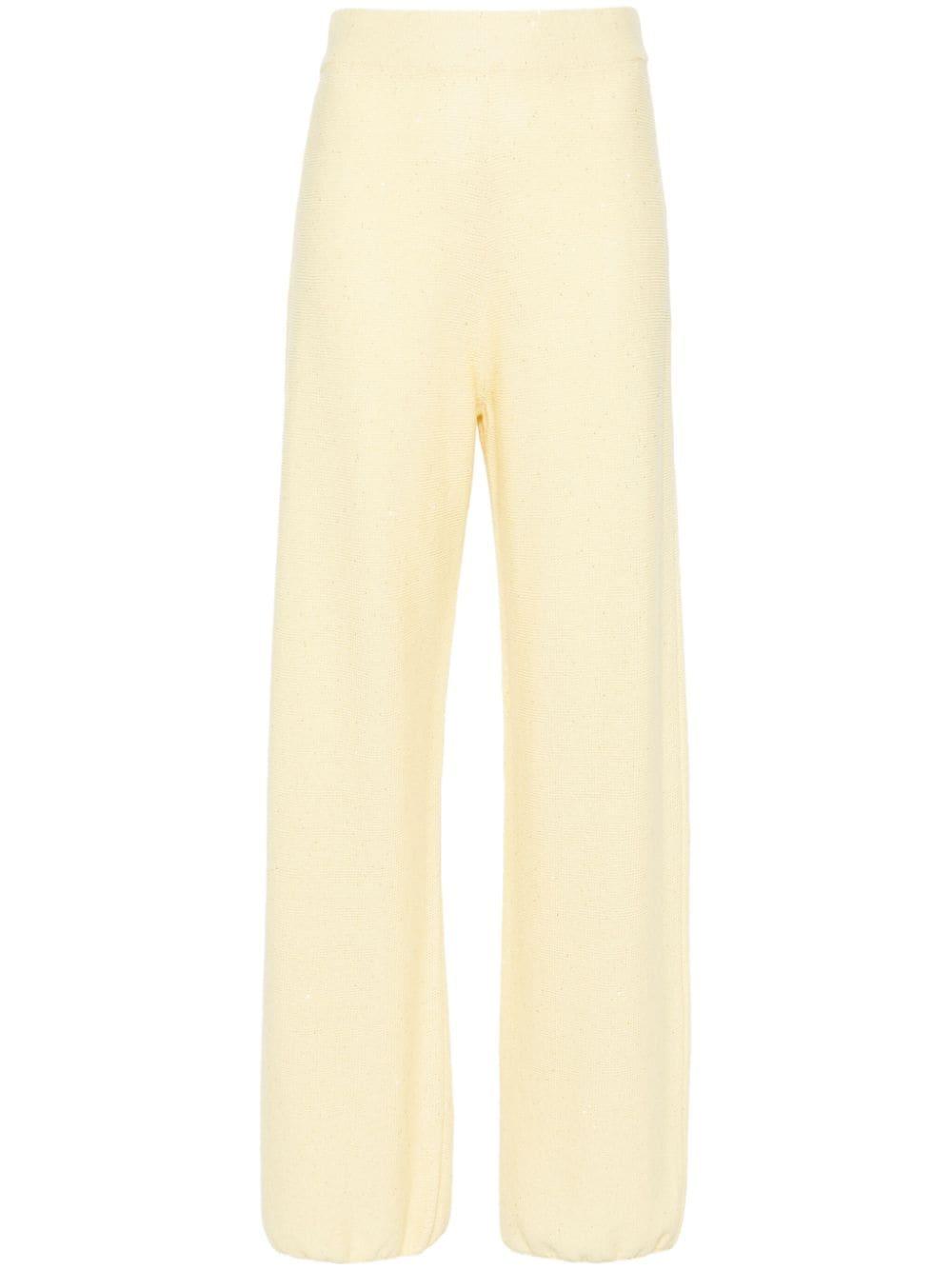 sequin-embellished knitted trousers