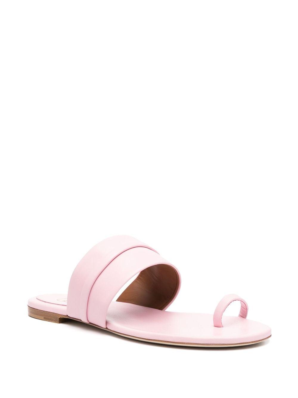 single-strap leather flat sandals