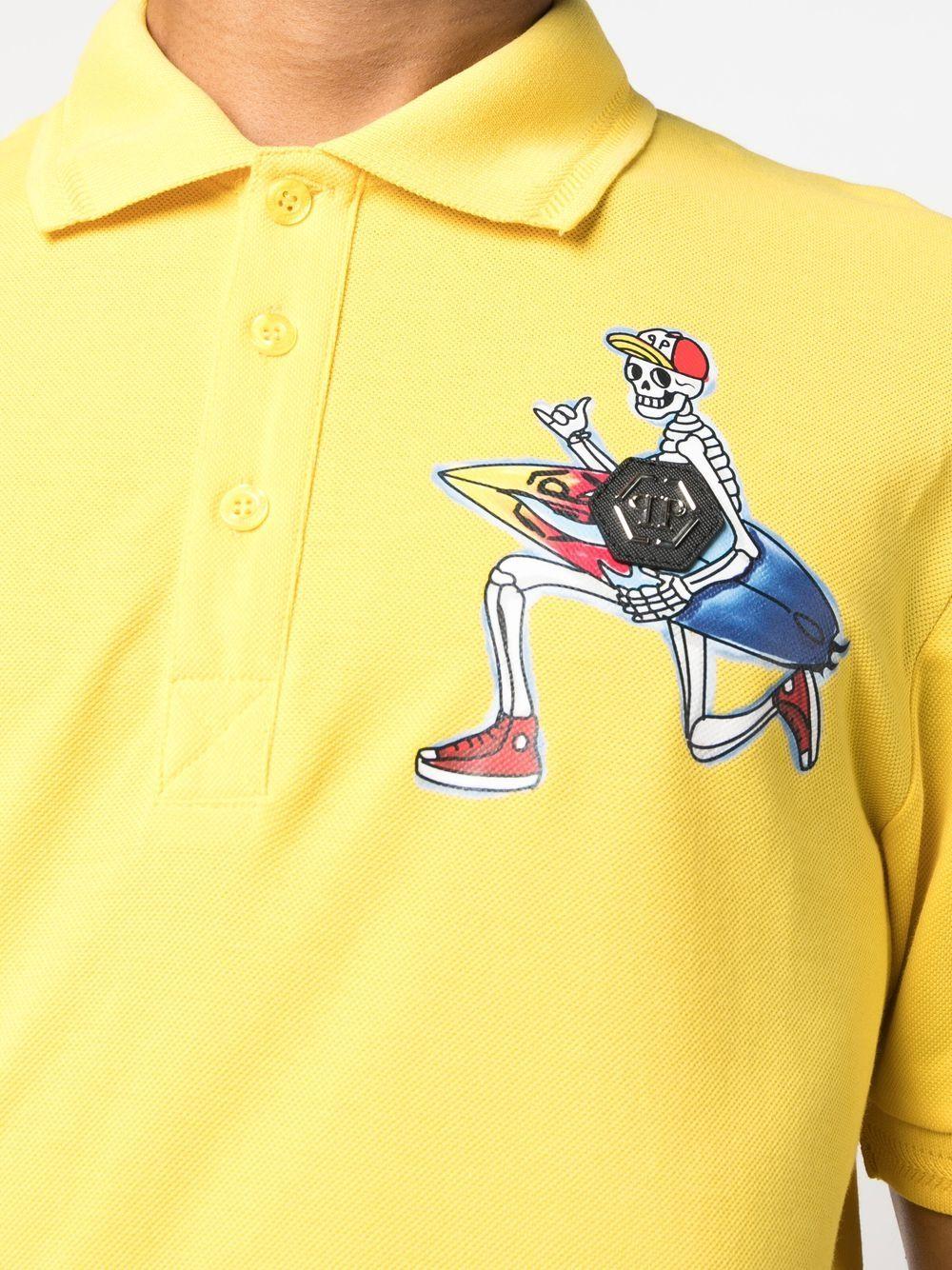 graphic-print polo shirt