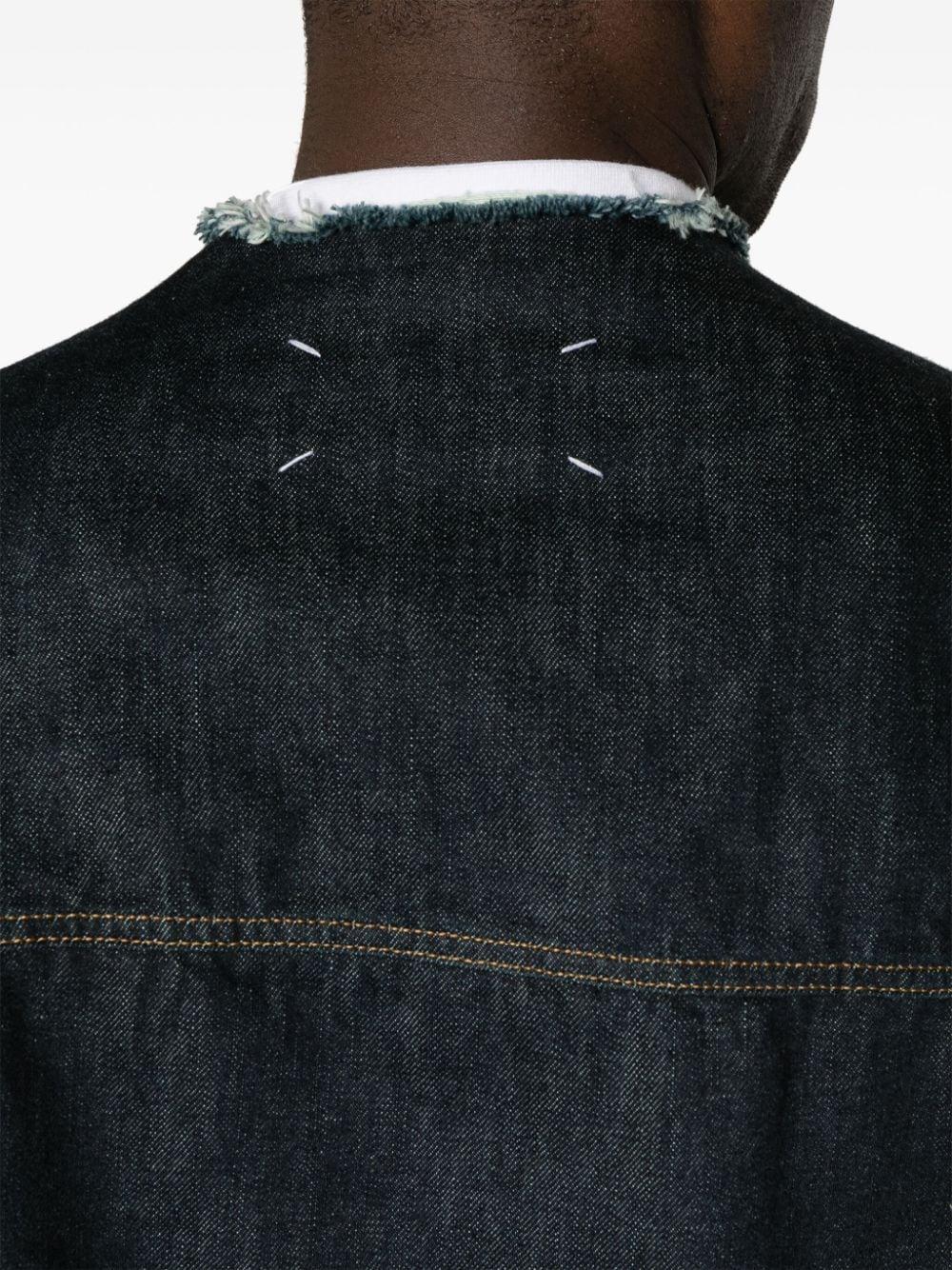 collarless denim jacket